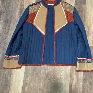 Quilted Blue and Tan Women's Jacket